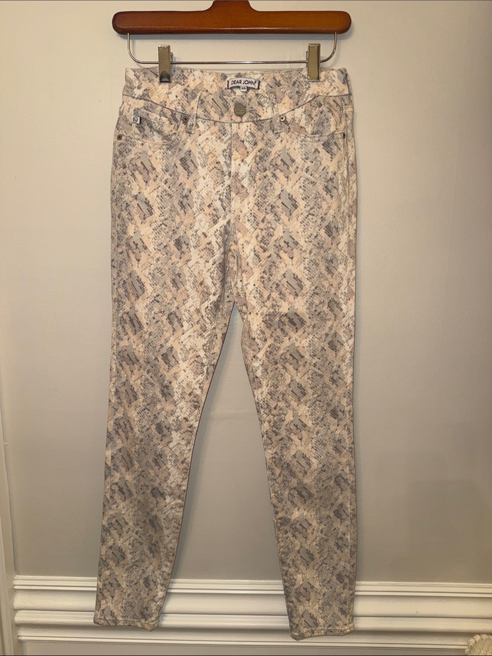 Dear John Gisele Skinny Women's Snake Print Jeans Pants size 25 EUC